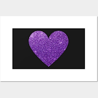 Purple Faux Glitter Heart Posters and Art